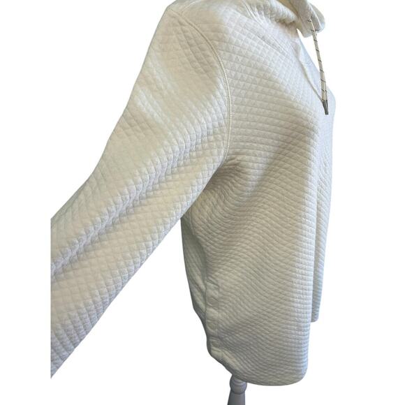 LL Bean Soft Cozy Pull Over Cowl Neck Sweatshirt Quilted Design Cream  size XL - Picture 4 of 9